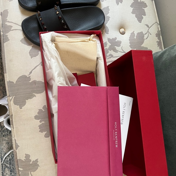 Valentino Rockstud rubber slides black size 8 (38) - Picture 4 of 4